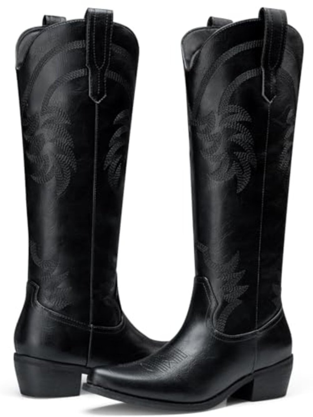 Knee High Cowboy Boots Faux Leather Pointed Toe Western Women's